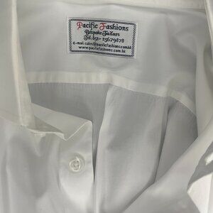 Pacific Fashions Bespoke Tailors Men's Hong Kong Custom White Dress Shirt Medium